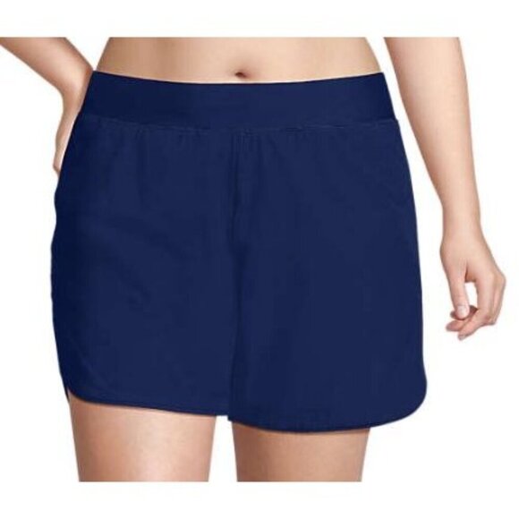 Lands End Board Shorts Women's Plus Size 5" Swim Bottom Pool Beach Navy Blue 24W - Picture 4 of 13